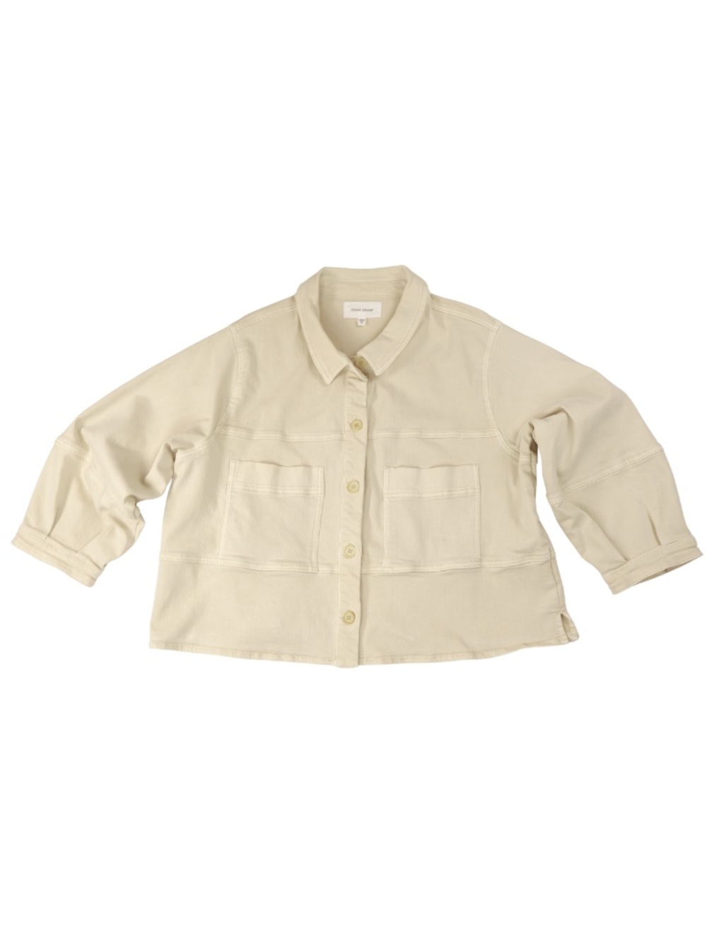 Dear John Cream Utility Shacket Jacket XL Oversized Button Front Cotton Stretch